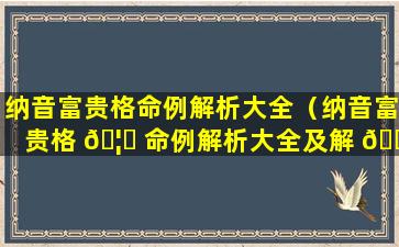 纳音富贵格命例解析大全（纳音富贵格 🦊 命例解析大全及解 🐈 释）